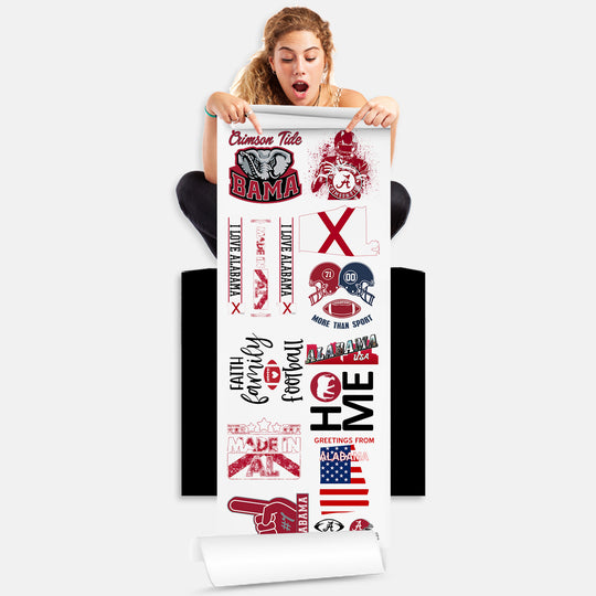 Alabama Football DTF Transfer 22x60 Direct-to-Film Gang Sheets