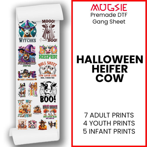 Halloween Heifer Cow Transfer 22x60 Direct-to-Film Gang Sheets