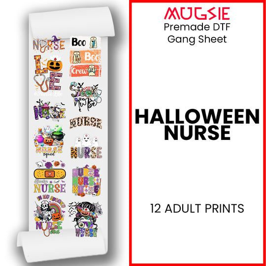 Halloween Nurse DTF Transfer 22x60 Direct-to-Film Gang Sheets