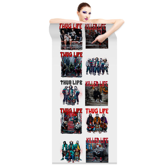 Thug Life Horror Movie DTF Transfer 22x60 Direct-to-Film Gang Sheets