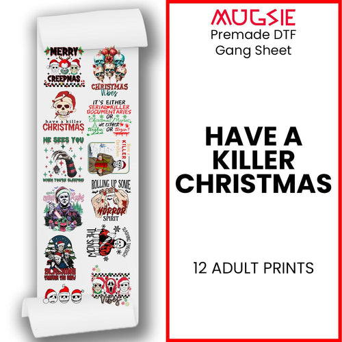 Christmas DTF Transfers - Killer Christmas Gang Sheet - 12 Designs Ready to Press