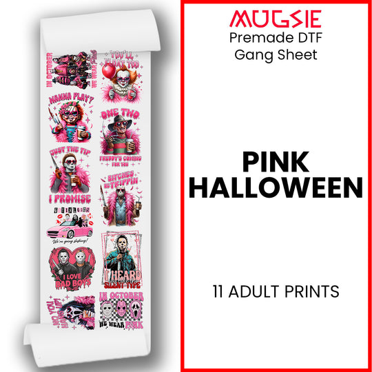 Pink Halloween DTF Transfer 22x60 Direct-to-Film Gang Sheets