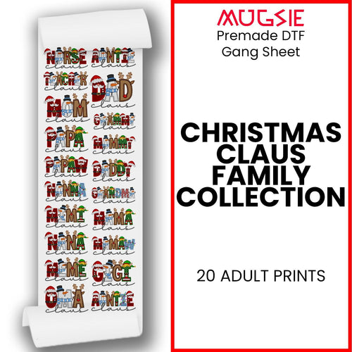 Christmas DTF Transfers - Santa Claus Family Gang Sheet - 20 Designs Ready to Press