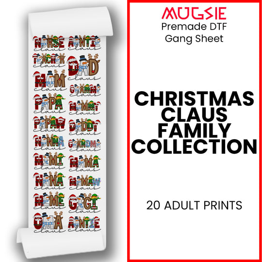 Christmas Claus Family Collection - DTF Transfer 22x60 Direct-to-Film Gang Sheets