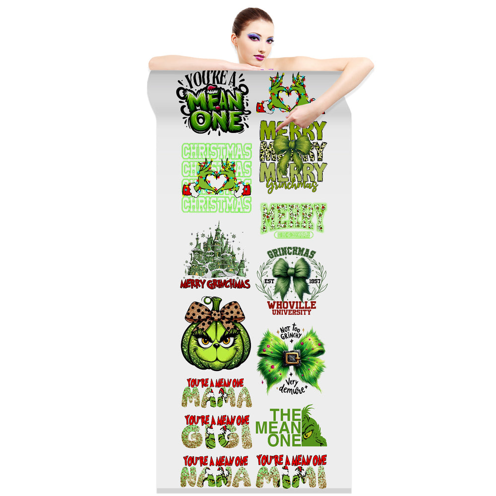 Mean And Green Christmas - DTF Transfer 22x60 Direct-to-Film Gang Sheets