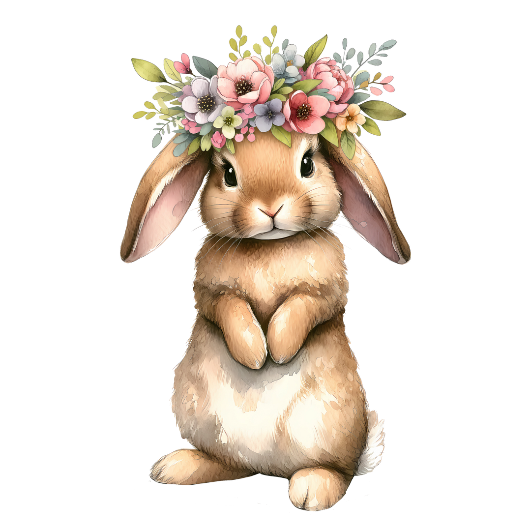 Flower Tiara Bunny - DTF Transfer - Direct-to-Film