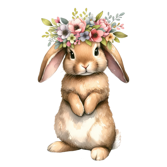 Flower Tiara Bunny - DTF Transfer - Direct-to-Film