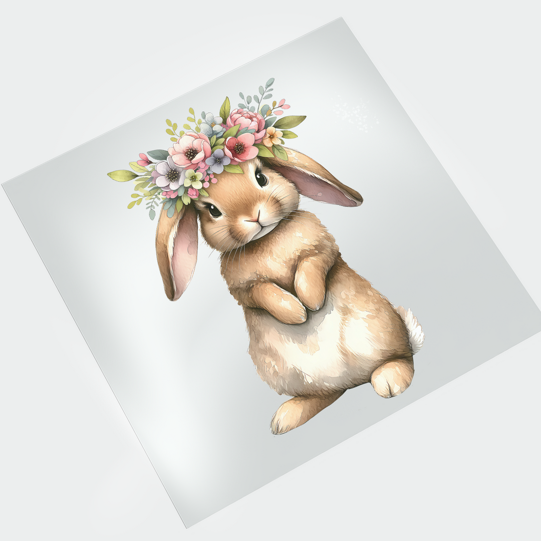 Flower Tiara Bunny - DTF Transfer - Direct-to-Film