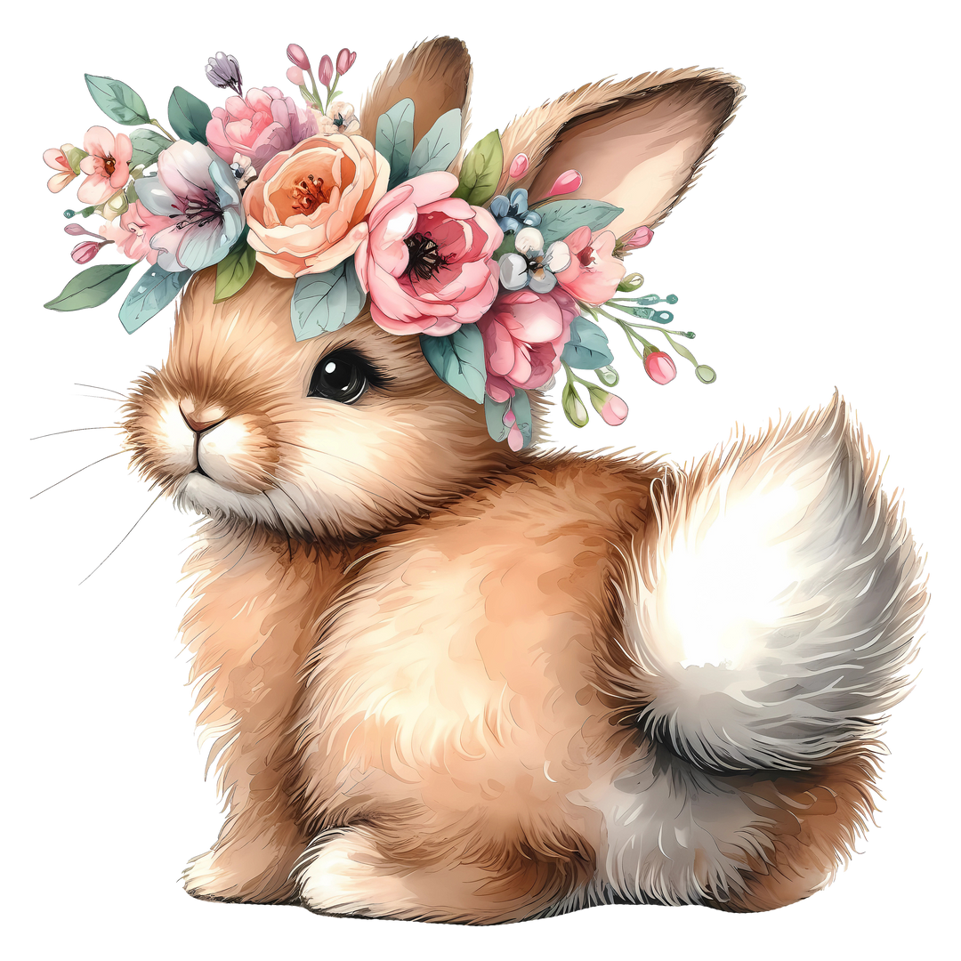 Flower Tiara Bunny II - DTF Transfer - Direct-to-Film