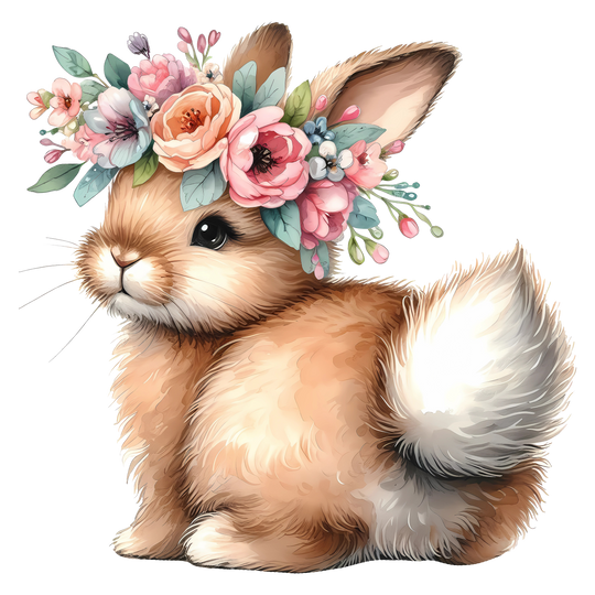 Flower Tiara Bunny II - DTF Transfer - Direct-to-Film