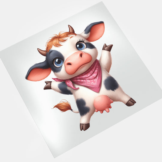 Cute Farm Animals: Cowboy Cow - DTF Transfer - Direct-to-Film