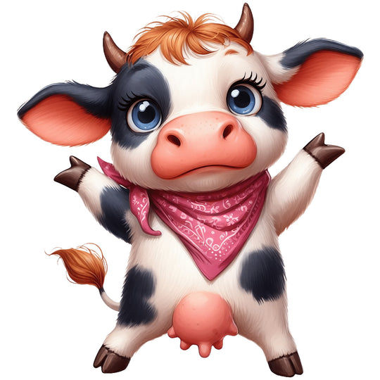 Cute Farm Animals: Cowboy Cow - DTF Transfer - Direct-to-Film