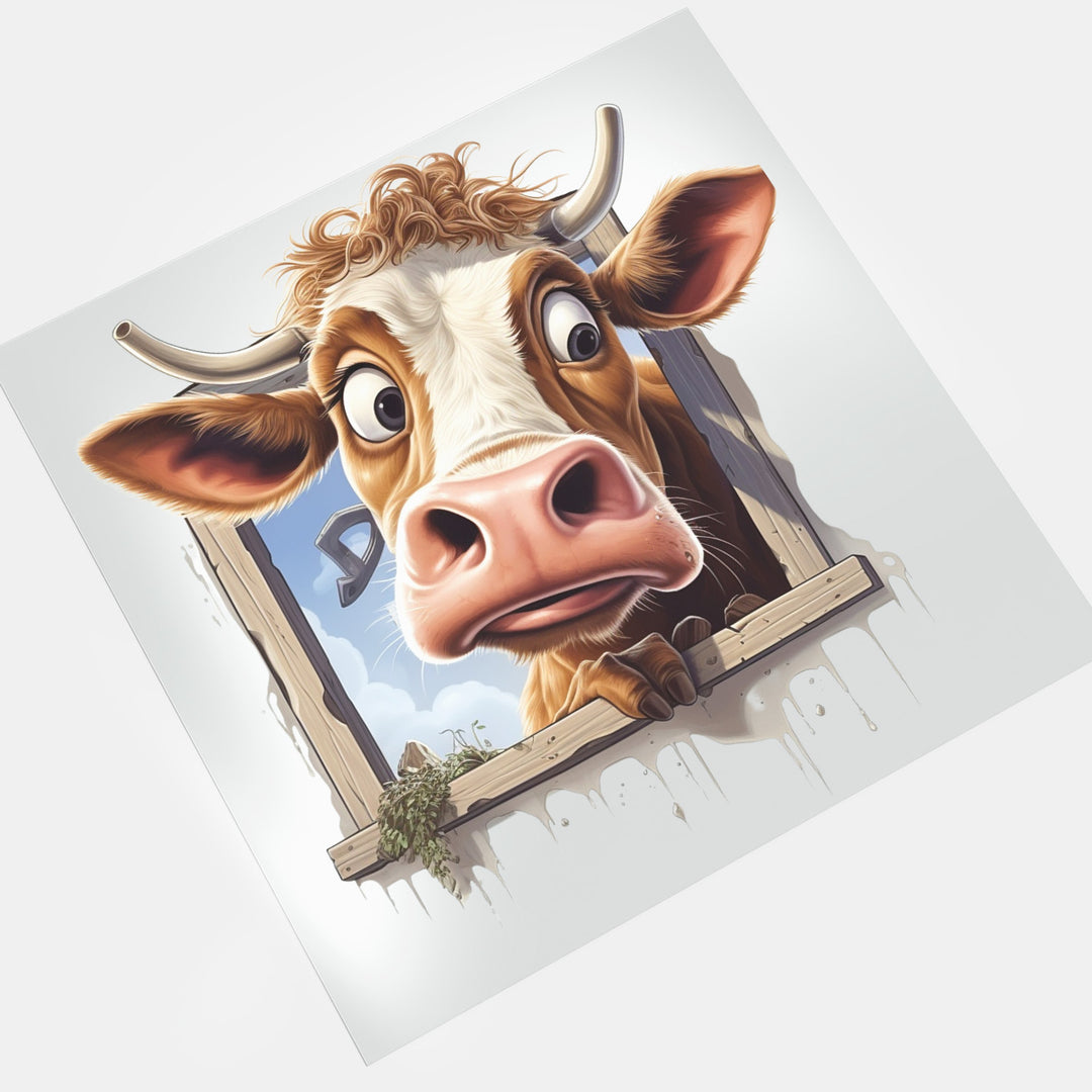 Cow Lovers: Cow Peeking Through a Window - DTF Transfer - Direct-to-Film