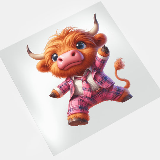 Cow Lovers | Cute Highland Cow in Pink Suit - DTF Transfer - Direct-to-Film