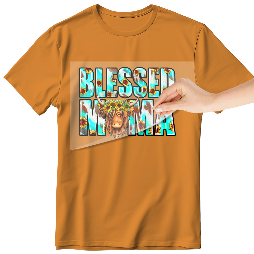 Cow Mama: Blessed Mama - DTF Transfer - Direct-to-Film