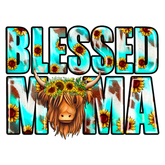 Cow Mama: Blessed Mama - DTF Transfer - Direct-to-Film