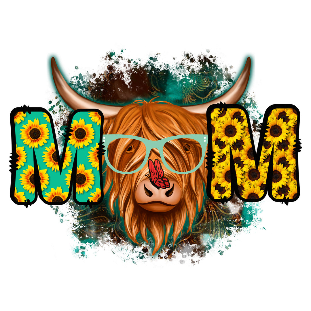 Cow Mama: Mom | Highland Cow - DTF Transfer - Direct-to-Film