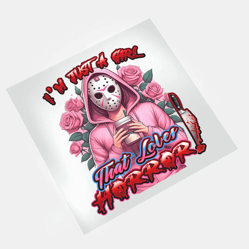 Just a Girl That Loves Horror: Pink Vorhees - DTF Transfer - Direct-to-Film