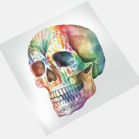 Dia de los Muertos: Sugar Skull Watercolor Art - DTF Transfer - Direct-to-Film