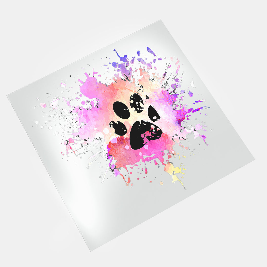 Dog Lover: Paw Print Watercolor Splatter - DTF Transfer - Direct-to-Film