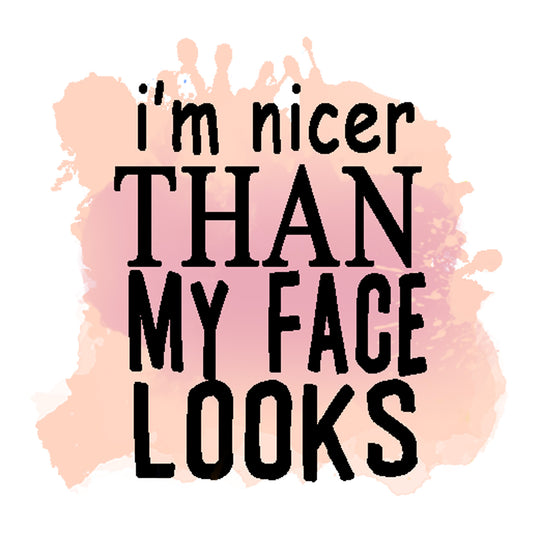 Funny Sassy Quotes: I'm Nicer Than My Face Looks - DTF Transfer - Direct-to-Film