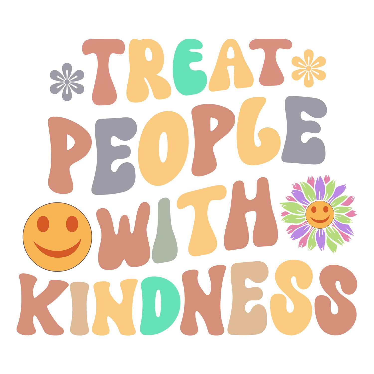 Groovy Mental Health: Treat People With Kindness - Dtf Transfer 