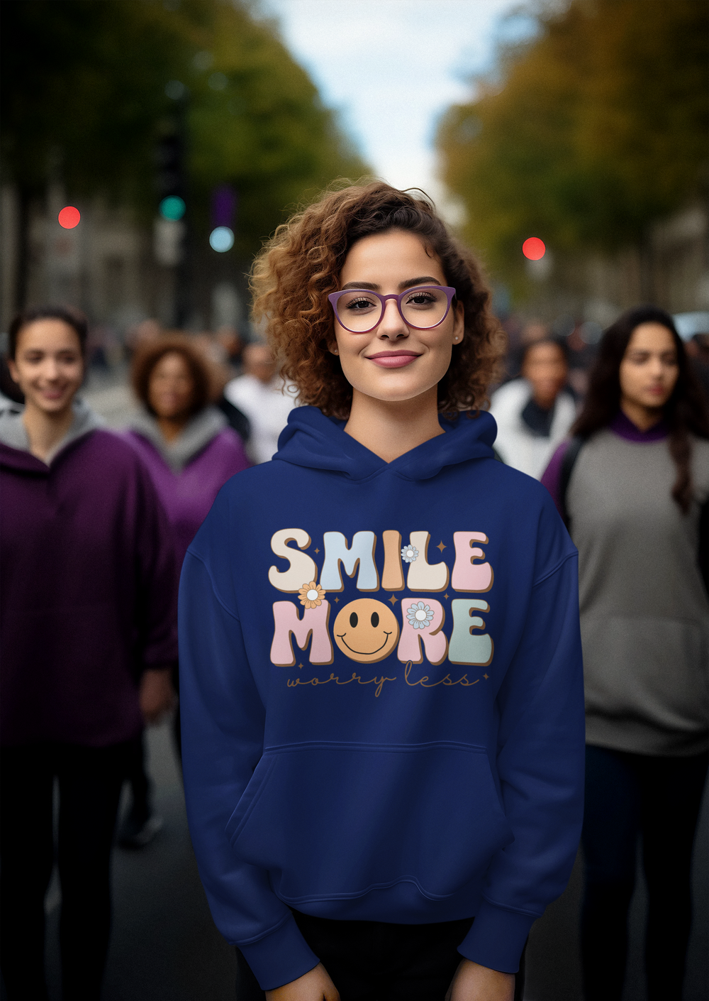 Groovy Mental Health: Smile More, Worry Less - DTF Transfer - Direct-to-Film