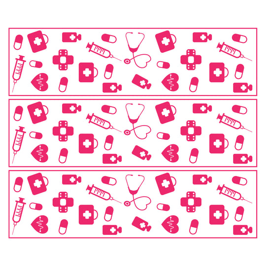 Medical Doodle: Pink Medical Icons - DTF Transfer - Direct-to-Film