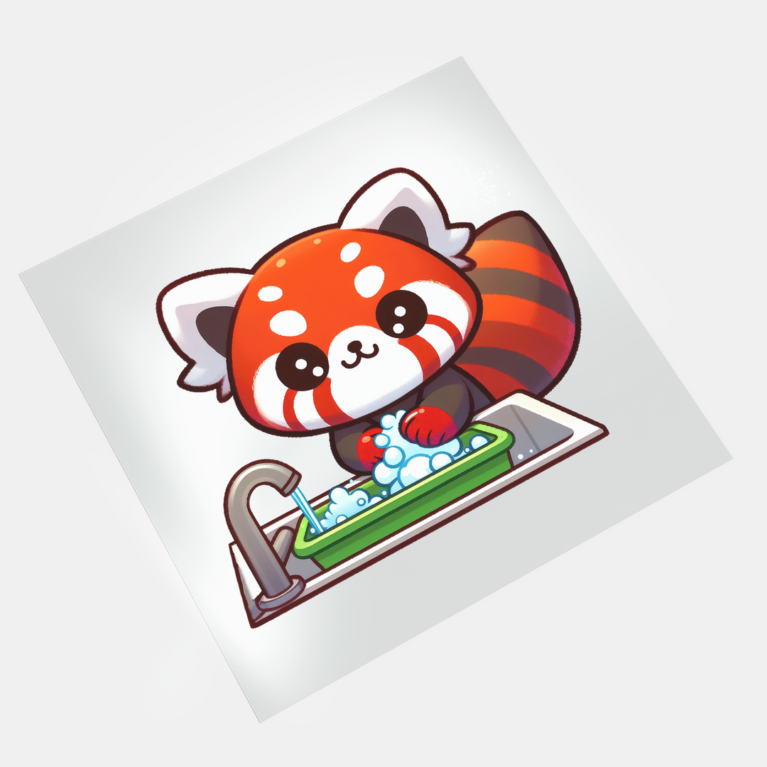 Red Panda: Doing The Dishes - DTF Transfer - Direct-to-Film