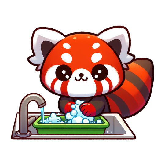 Red Panda: Doing The Dishes - DTF Transfer - Direct-to-Film