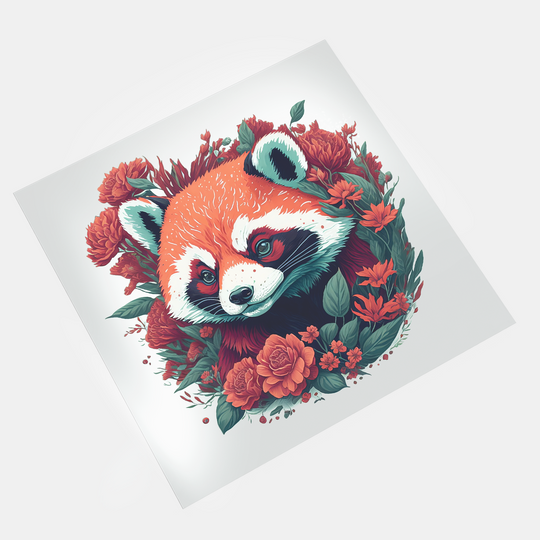 Red Panda: Flower Artwork - DTF Transfer - Direct-to-Film