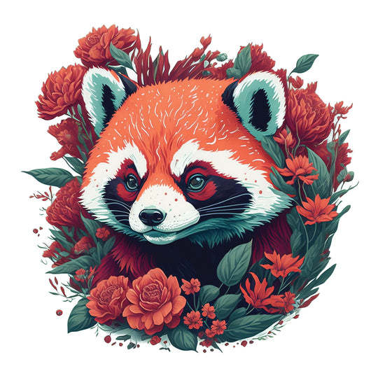 Red Panda: Flower Artwork - DTF Transfer - Direct-to-Film