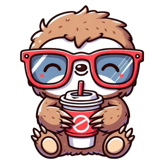 Sloth Lovers: Cute Drinking Sloth - DTF Transfer - Direct-to-Film