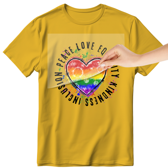 Rainbow Pride: Peace. Love. Equality. Kindness. Inclusion. - DTF Transfer - Direct-to-Film