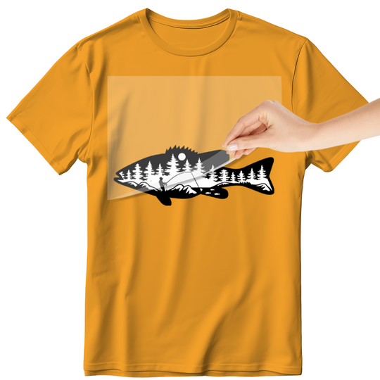 Gone Fishing: Fish Shape Mountain Art - DTF Transfer - Direct-to-Film