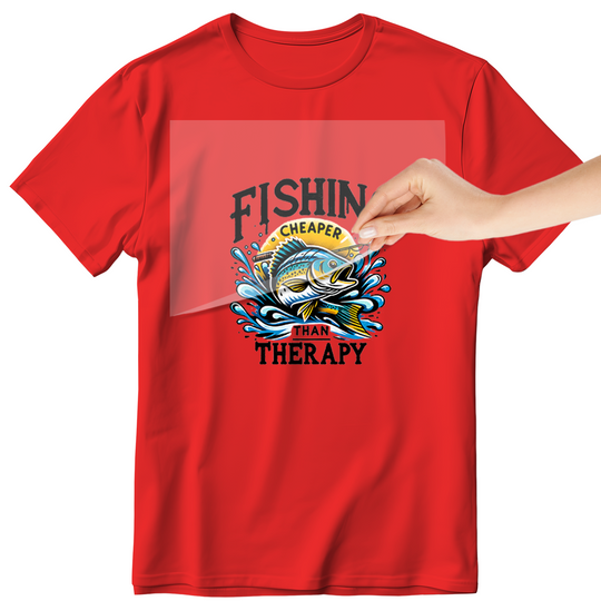 Rather Be Fishing: Fishing Cheaper Than Therapy - DTF Transfer - Direct-to-Film