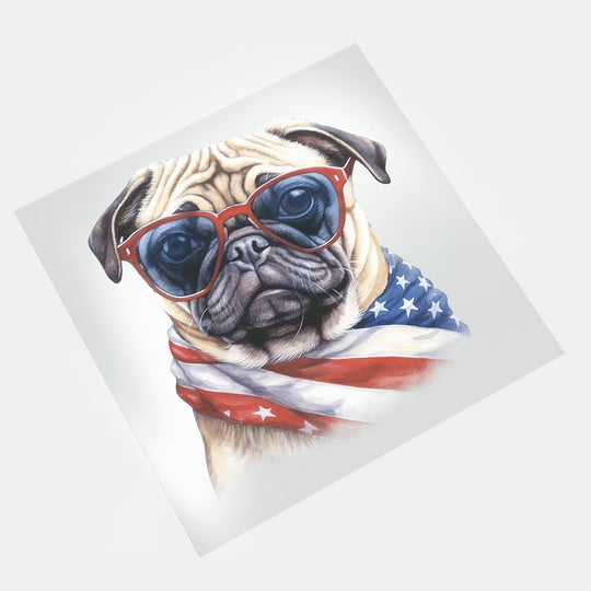 4th Of July Animals: Pug - DTF Transfer - Direct-to-Film