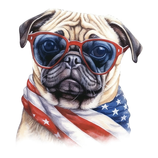 4th Of July Animals: Pug - DTF Transfer - Direct-to-Film