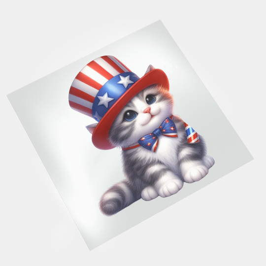 4th Of July Animals: Cute Kitten - DTF Transfer - Direct-to-Film