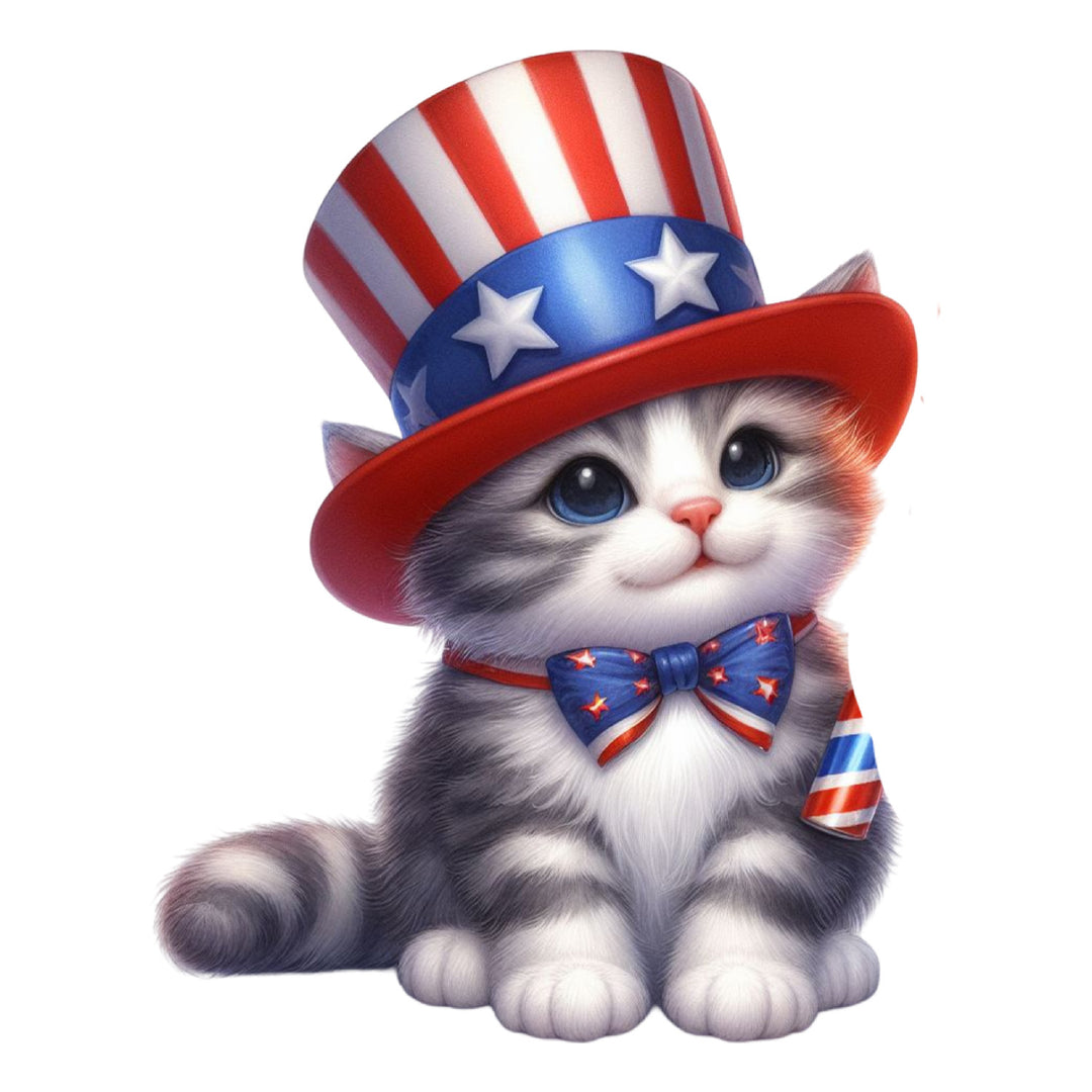 4th Of July Animals: Cute Kitten - DTF Transfer - Direct-to-Film