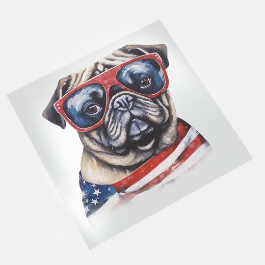 4th Of July Animals: Shades Pug - DTF Transfer - Direct-to-Film