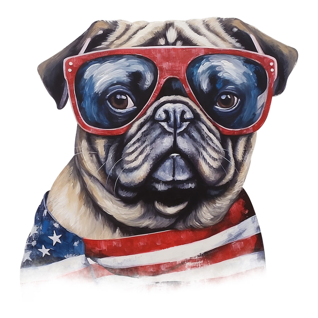 4th Of July Animals: Shades Pug - DTF Transfer - Direct-to-Film