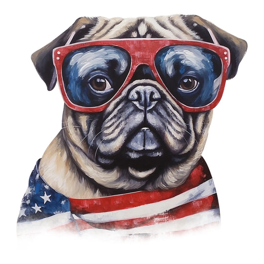 4th Of July Animals: Shades Pug - DTF Transfer - Direct-to-Film