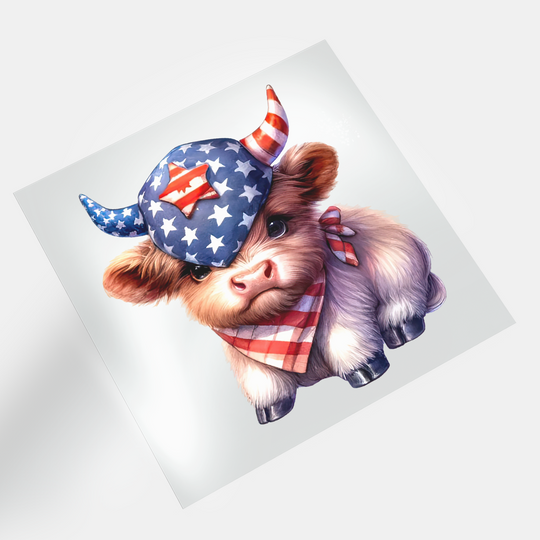 4th Of July Animals: Baby Highland Cow - DTF Transfer - Direct-to-Film