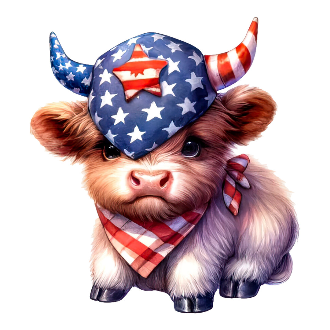 4th Of July Animals: Baby Highland Cow - DTF Transfer - Direct-to-Film