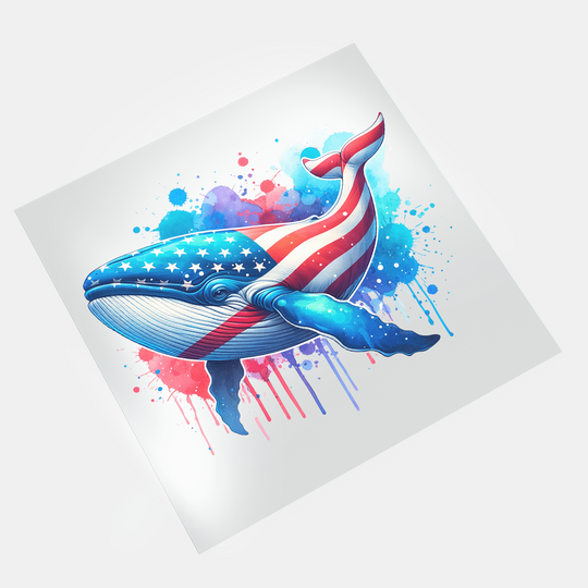 4th Of July Animals: Whale - DTF Transfer - Direct-to-Film