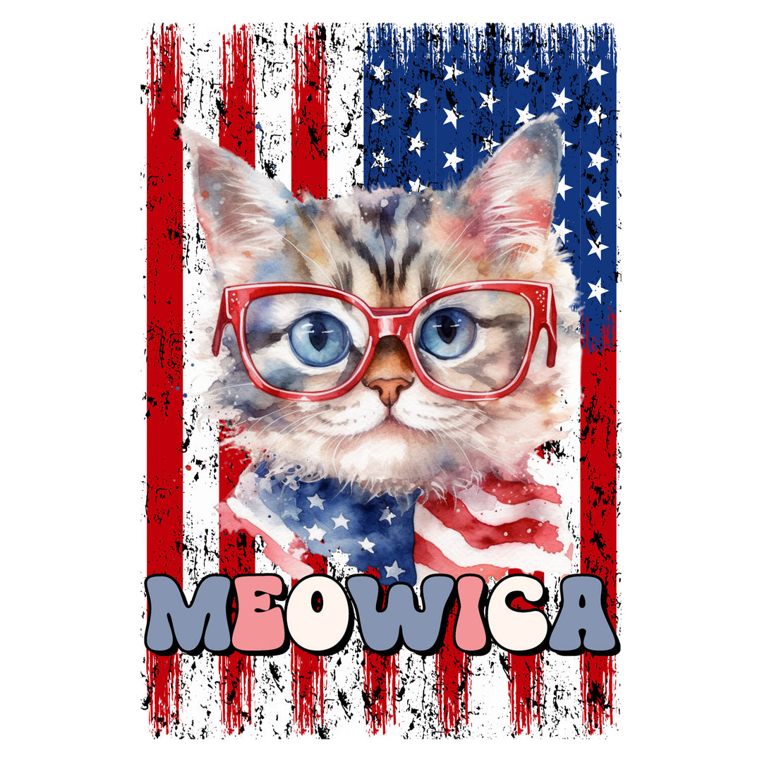 4th Of July Animals: Meowica - DTF Transfer - Direct-to-Film