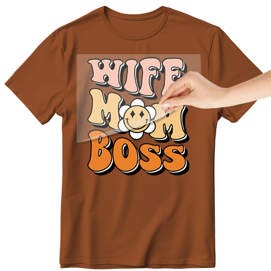 Groovy Mom: Wife Mom Boss - DTF Transfer - Direct-to-Film