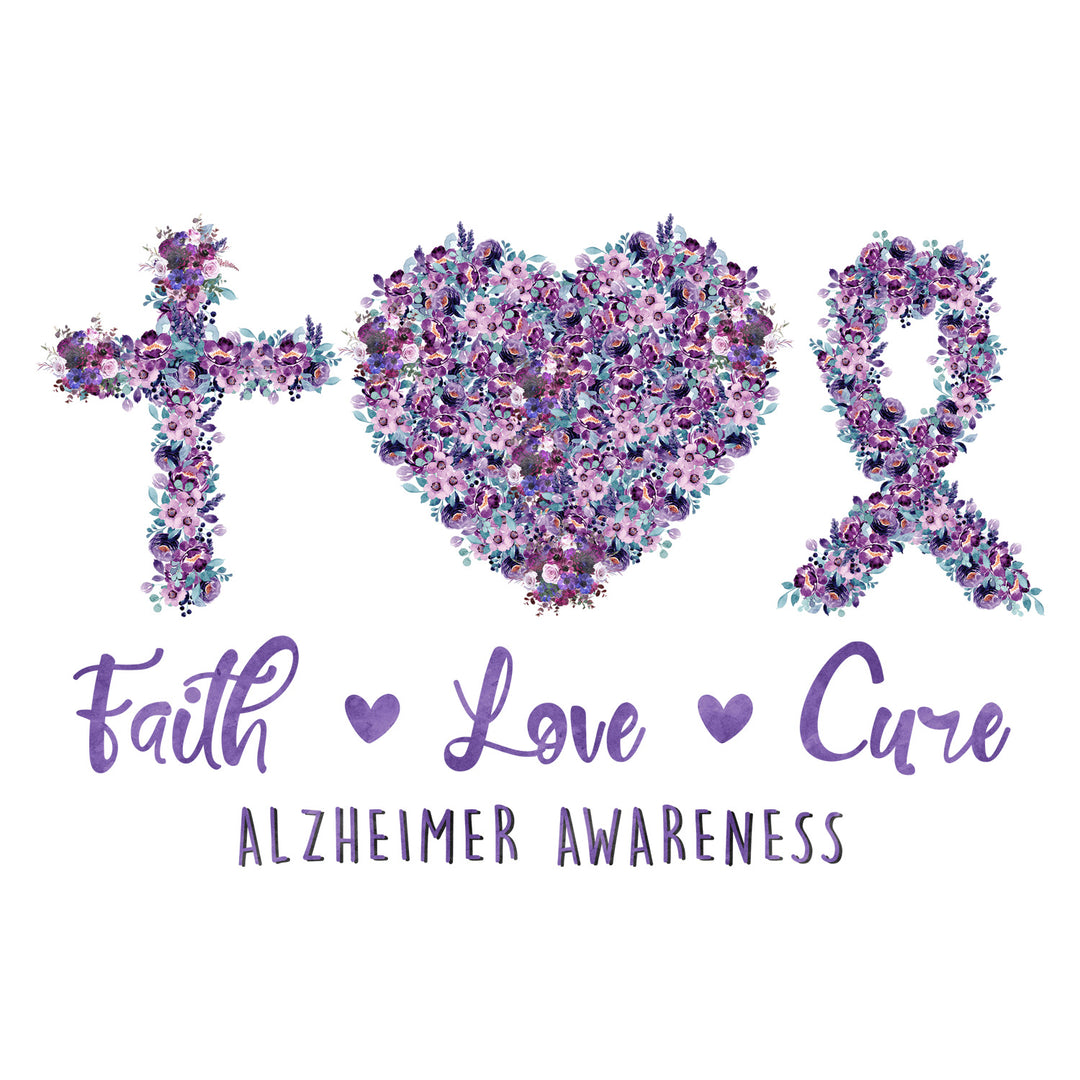 Alzheimer's Awareness: Faith Love Cure - DTF Transfer - Direct-to-Film