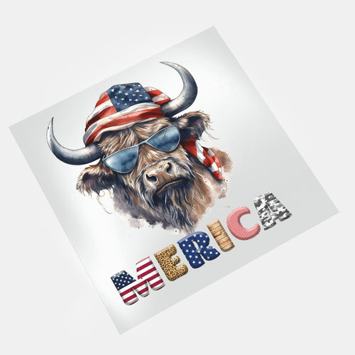 Independence Day: Merica highland Cow - DTF Transfer - Direct-to-Film